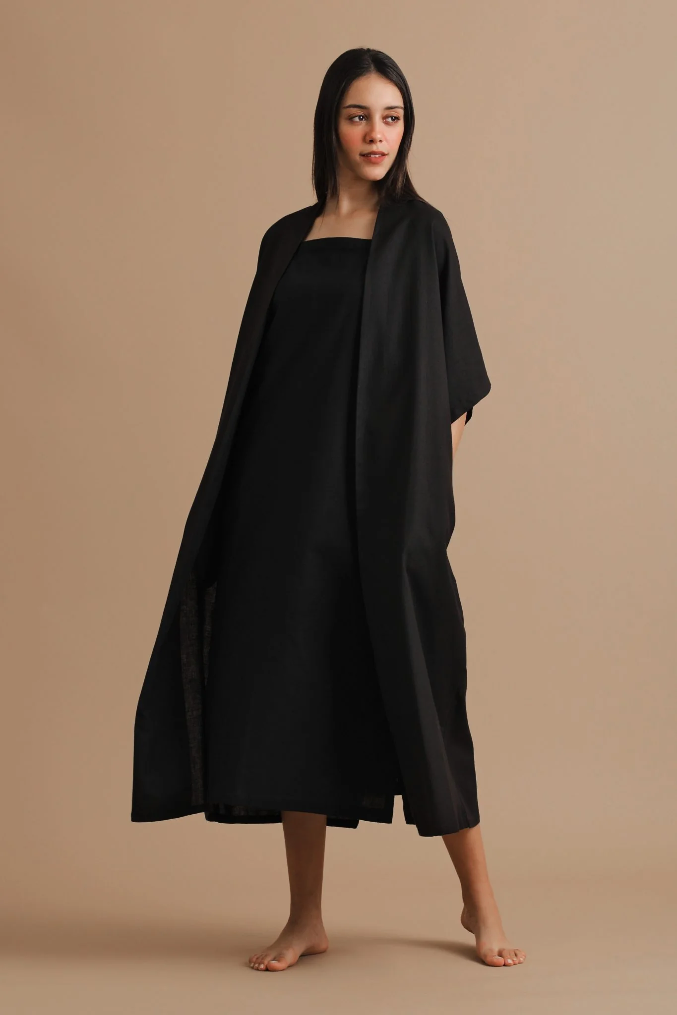 Black Crepe Shrug Dress - Image 3