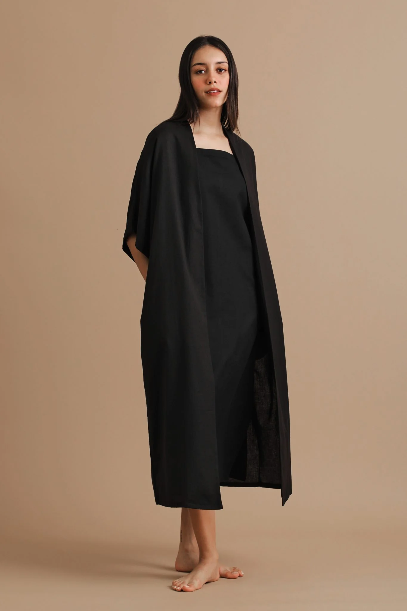 Black Crepe Shrug Dress - Image 4