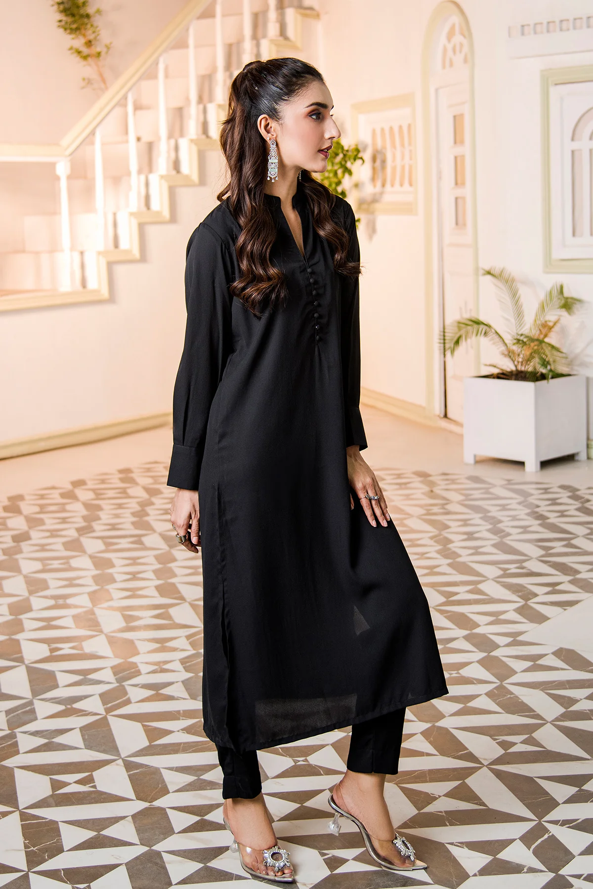 Black Set V-Neck Dress - Image 4