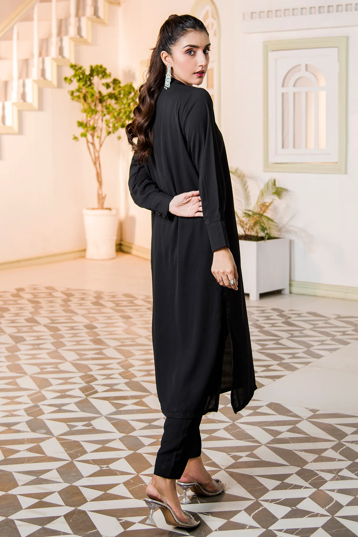 Black Set V-Neck Dress - Image 5