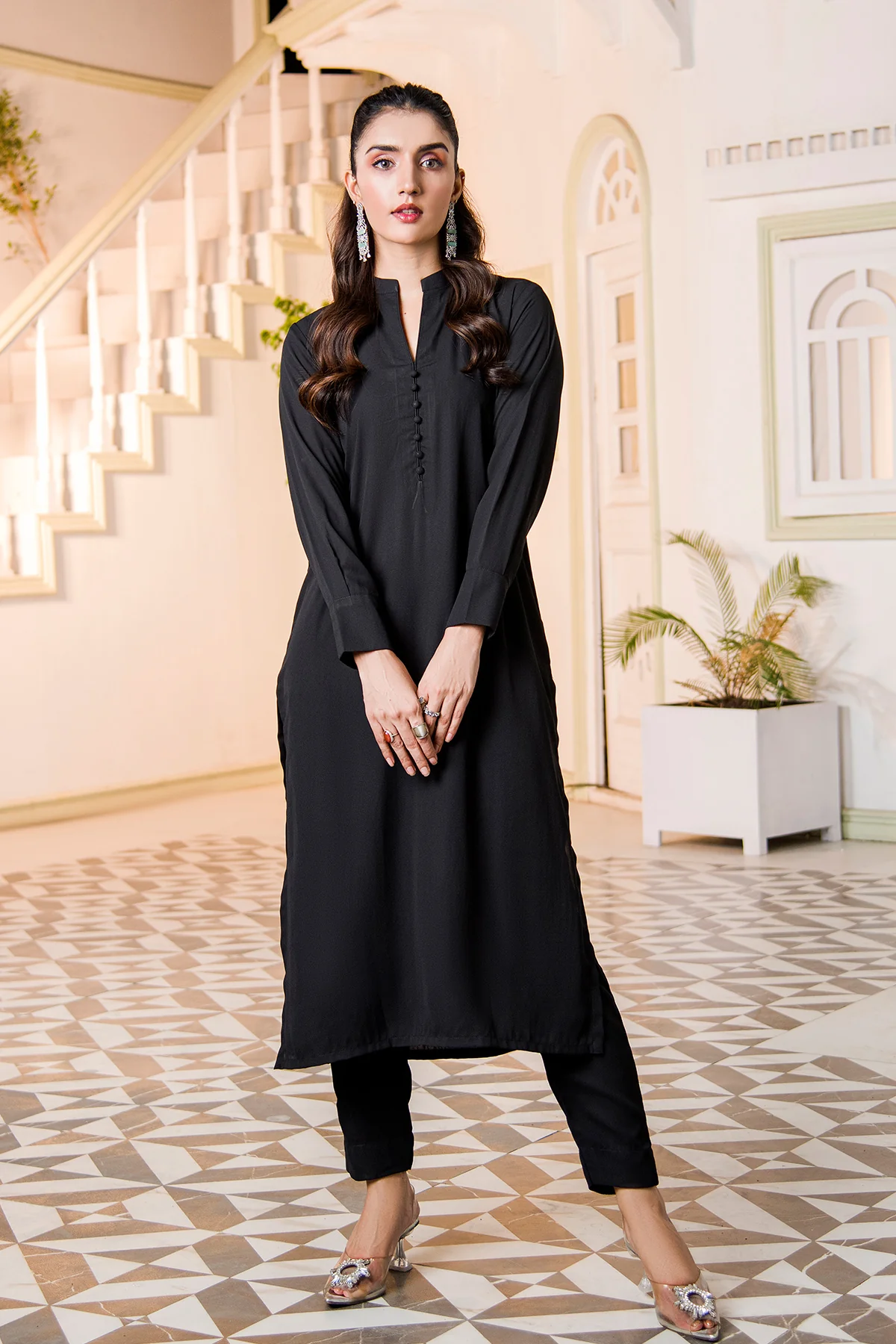 Black Set V-Neck Dress - Image 6