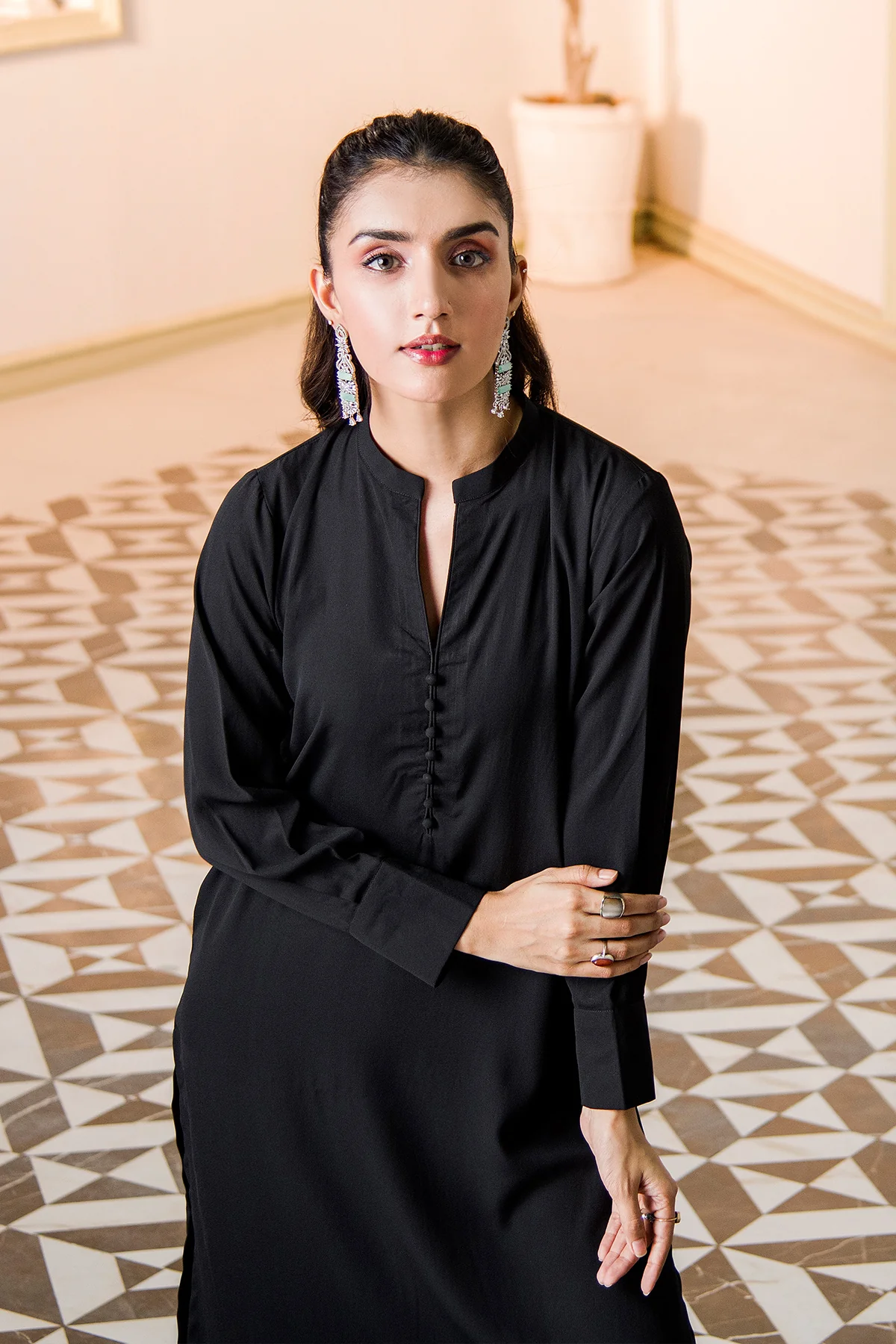 Black Set V-Neck Dress - Image 8