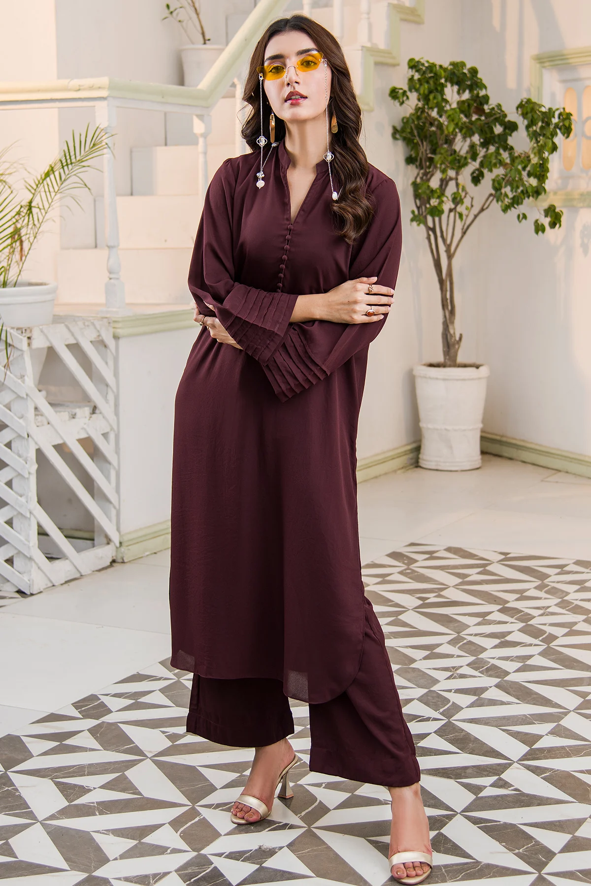 Dark Brown V-Neck Dress - Image 4