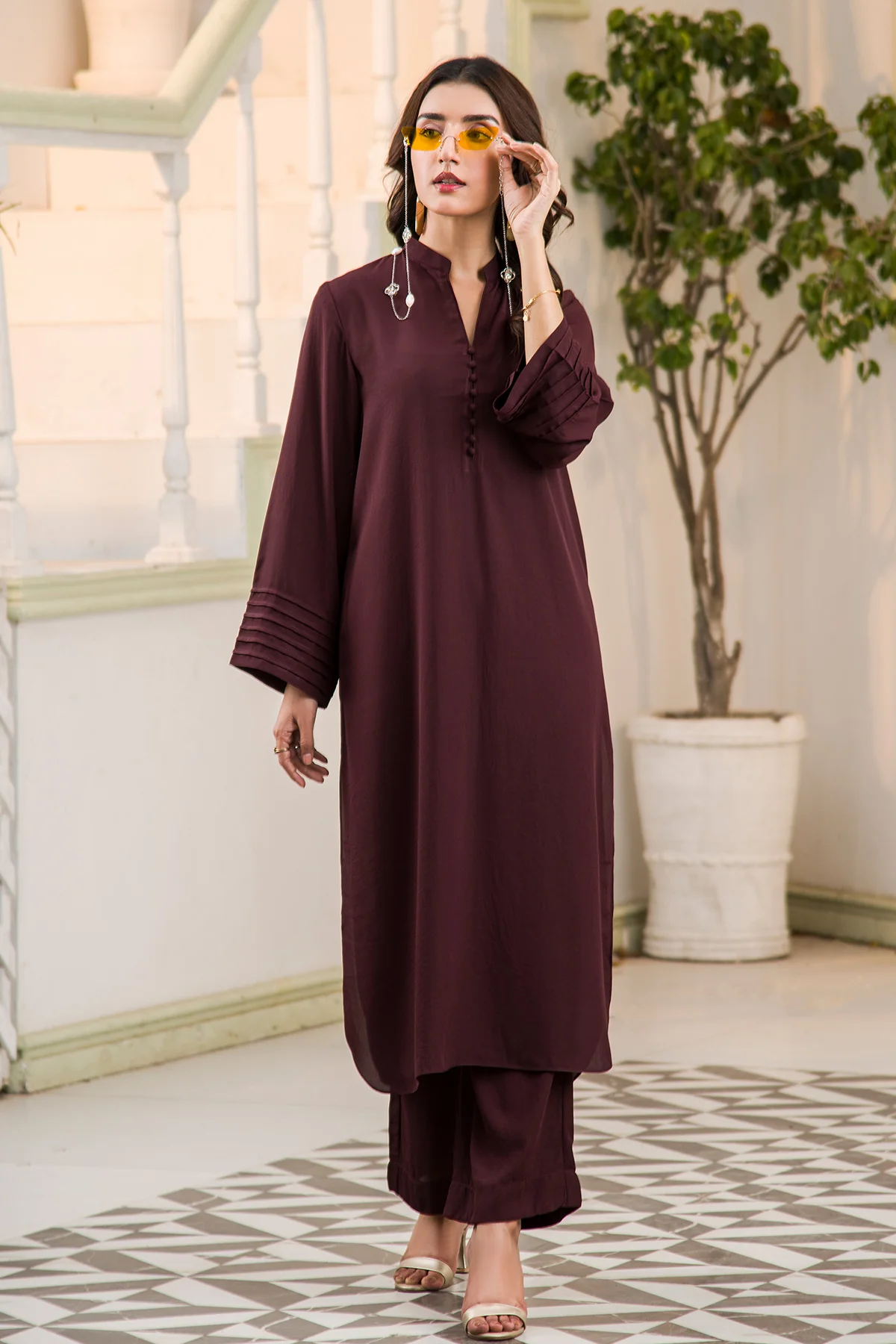 Dark Brown V-Neck Dress - Image 5