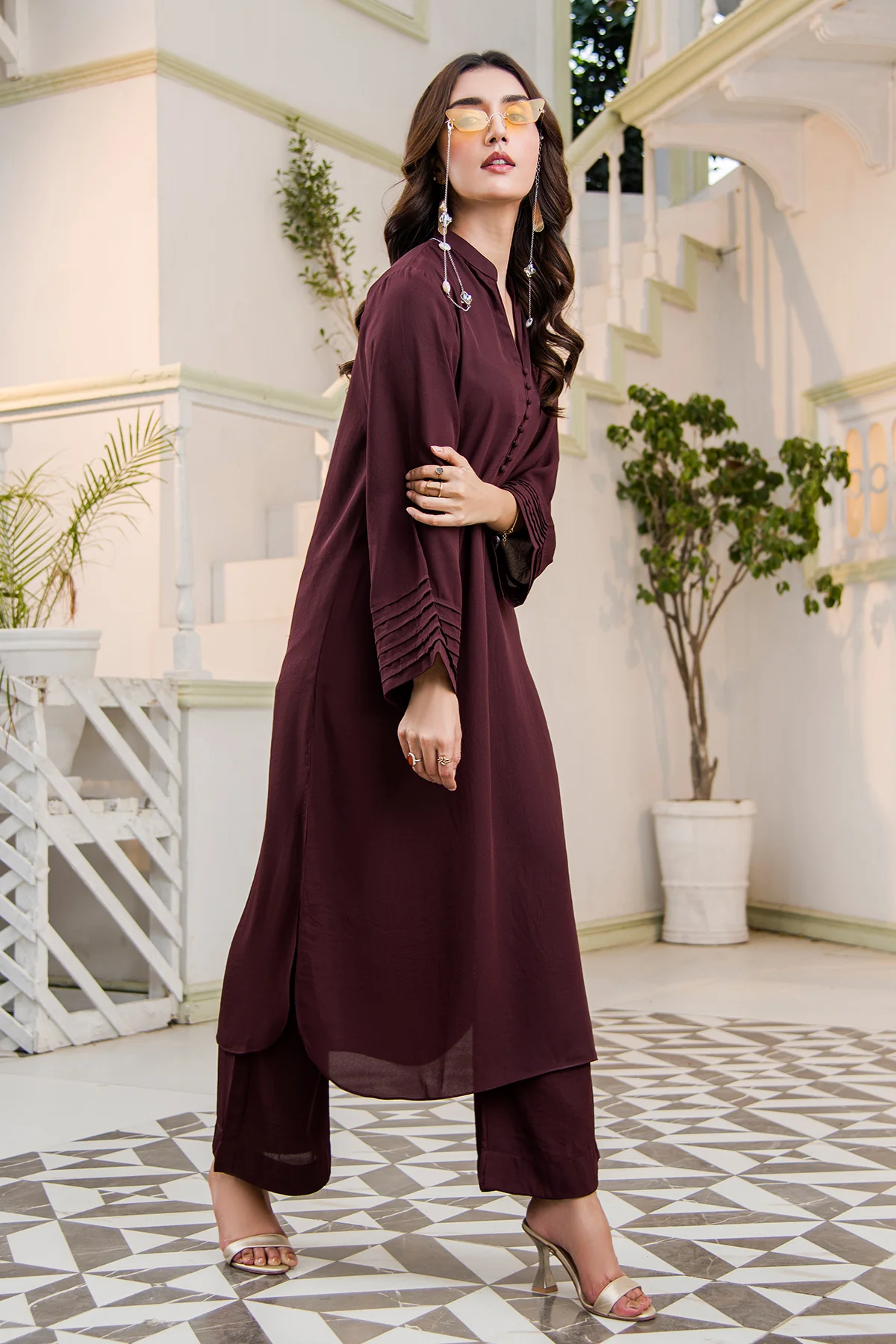 Dark Brown V-Neck Dress - Image 6