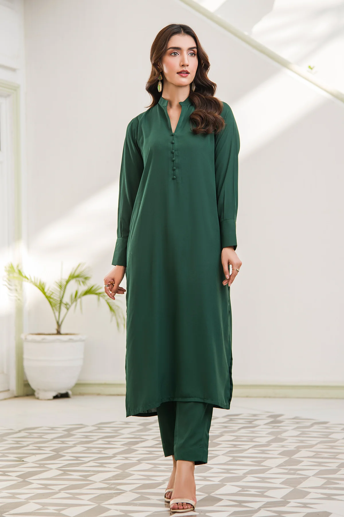 Lush Green V-Neck Dress - Image 3