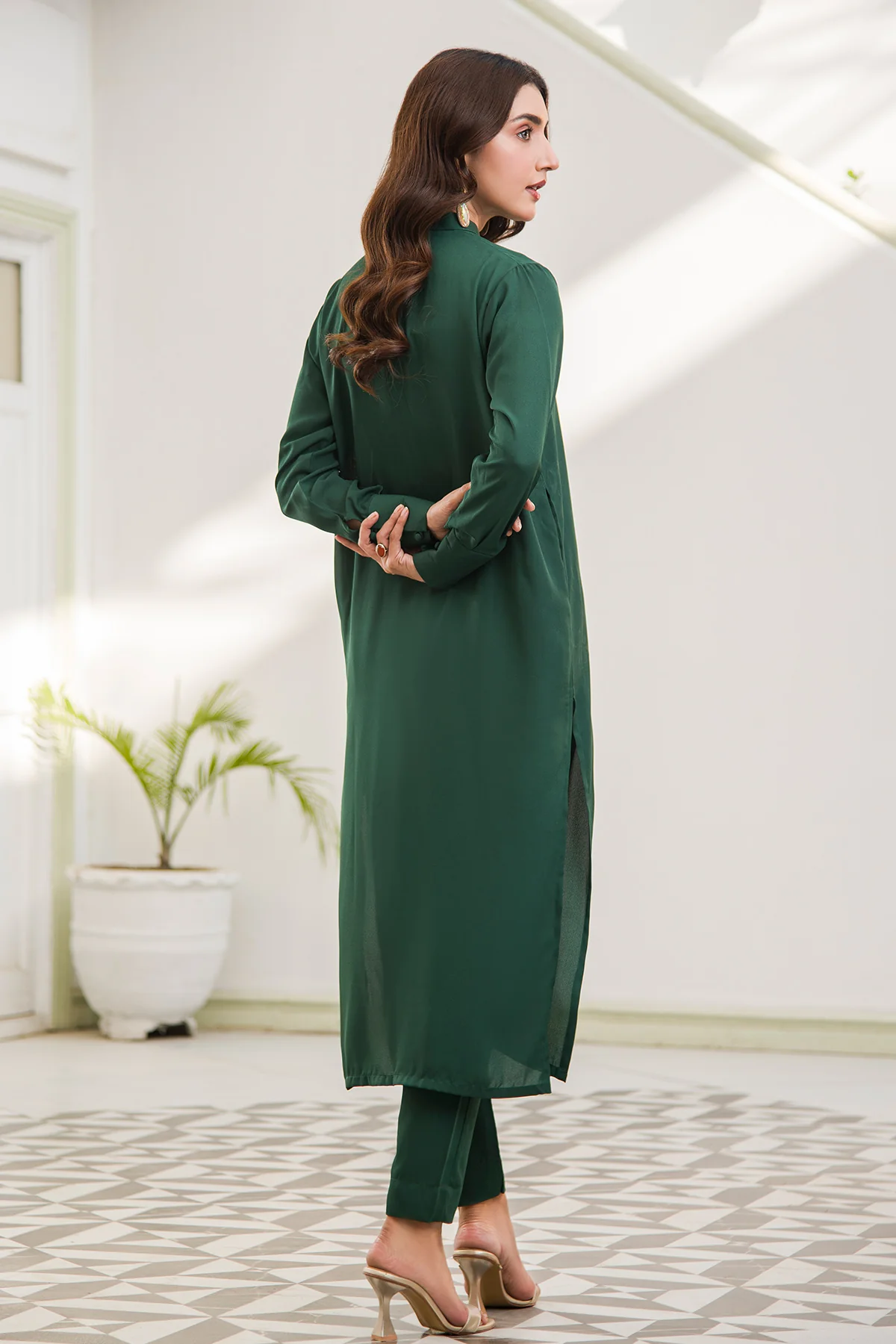 Lush Green V-Neck Dress - Image 5