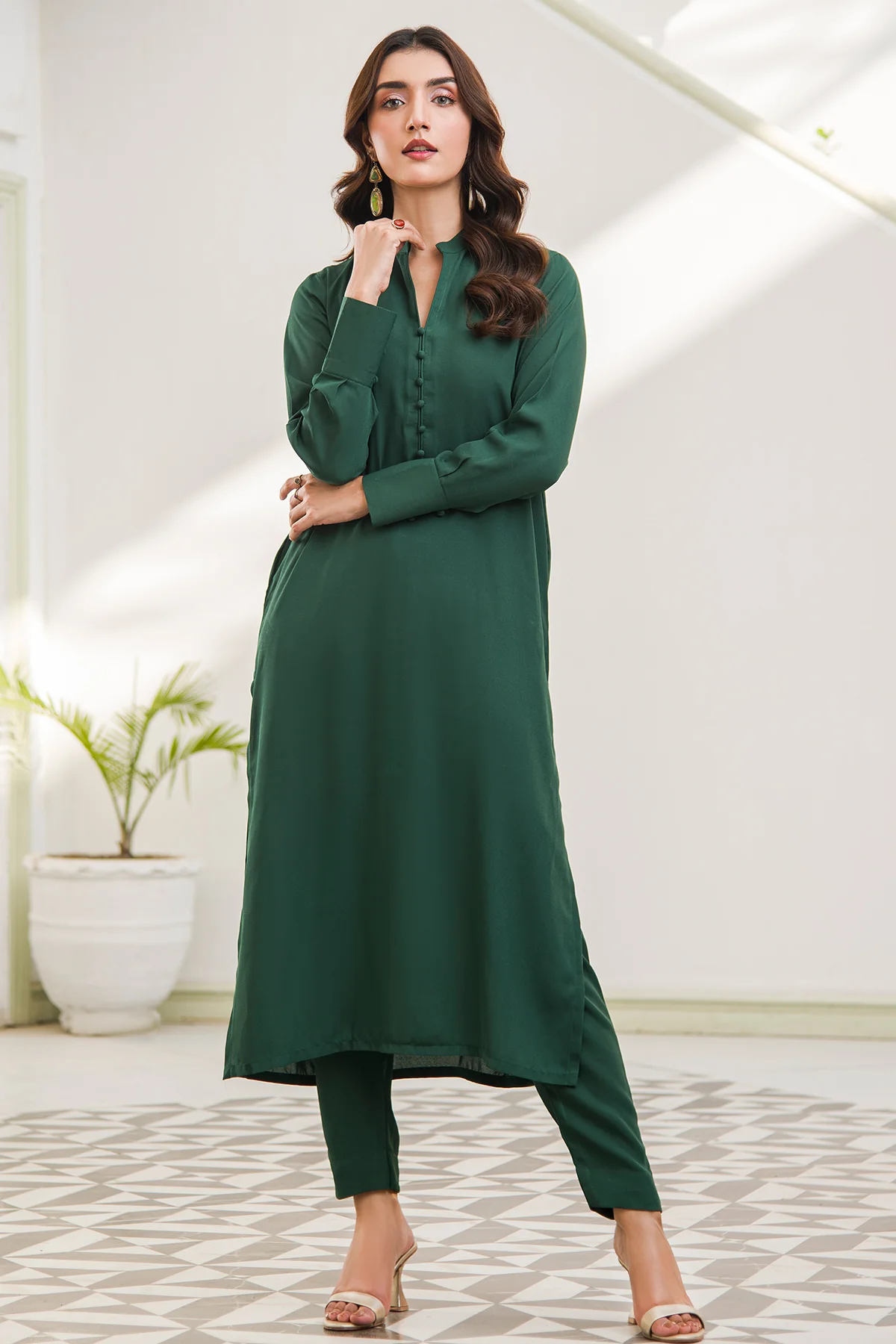 Lush Green V-Neck Dress - Image 7