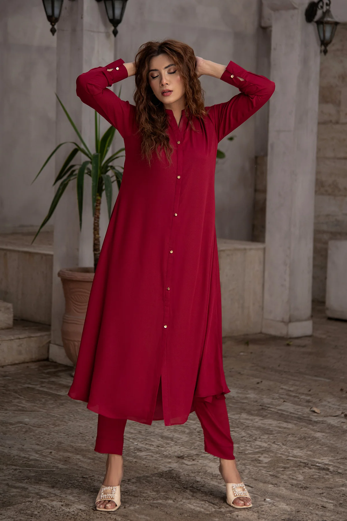 Maroon Stylish Dress - Image 3