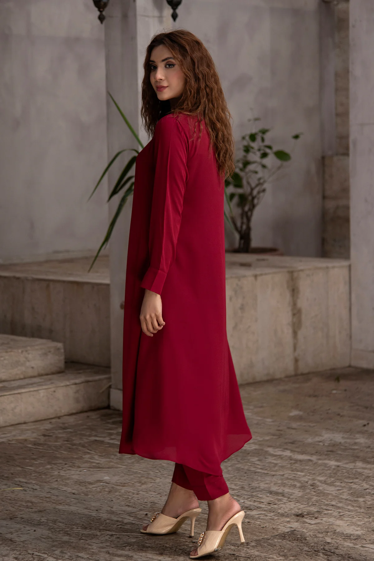 Maroon Stylish Dress - Image 5