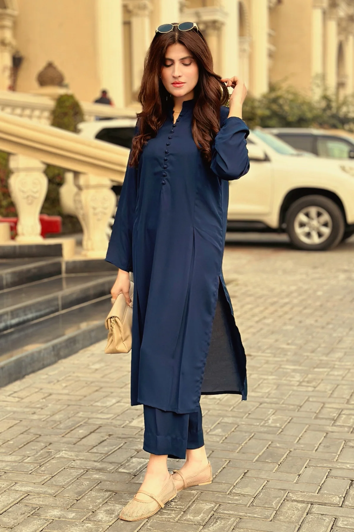 Midnight Blue Solid Dress - Image 3