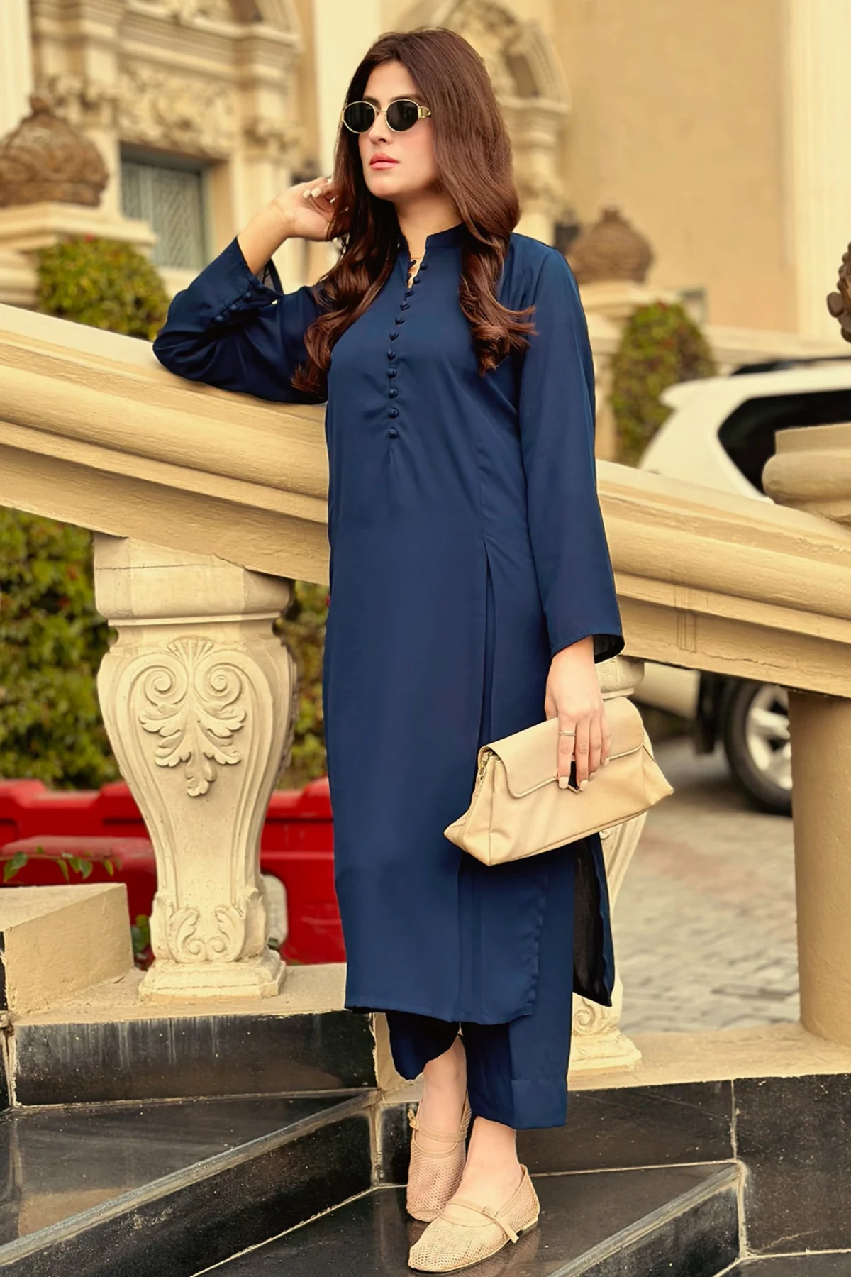 Midnight Blue Solid Dress - Image 4