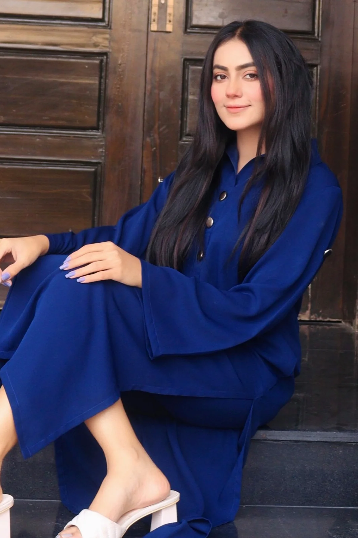 Navy Blue Collar Dress - Image 4
