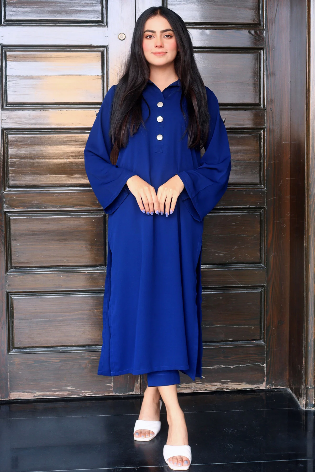 Navy Blue Collar Dress - Image 7