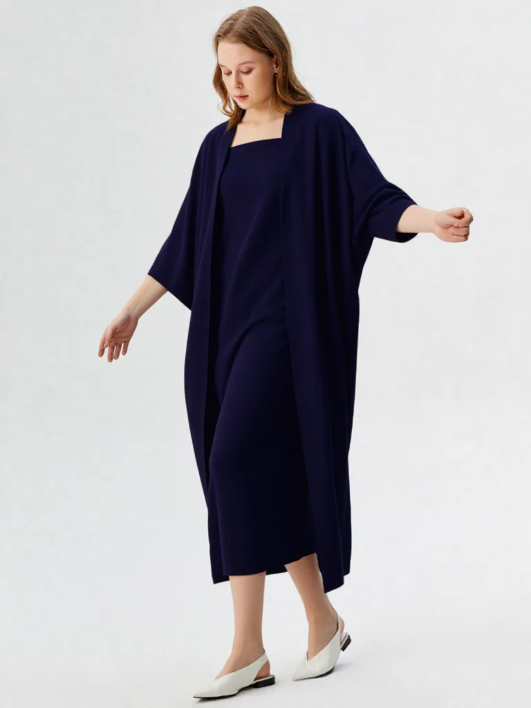 Navy Crepe Shrug Dress - Image 4