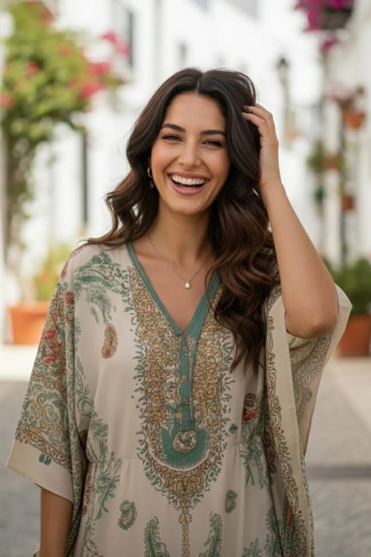 Printed Kaftan Dress - Image 3