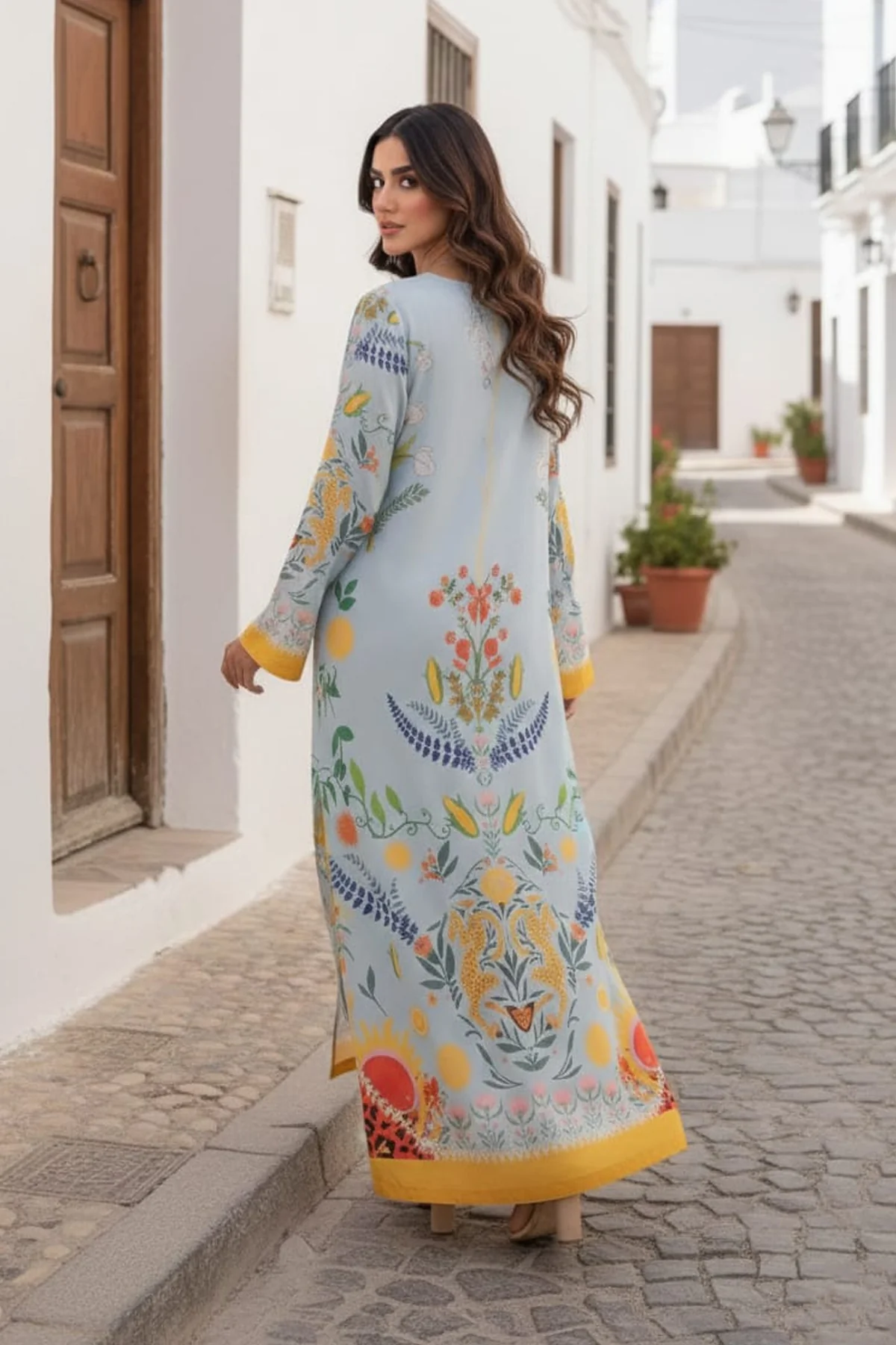 Printed Kaftan Dress - Image 4