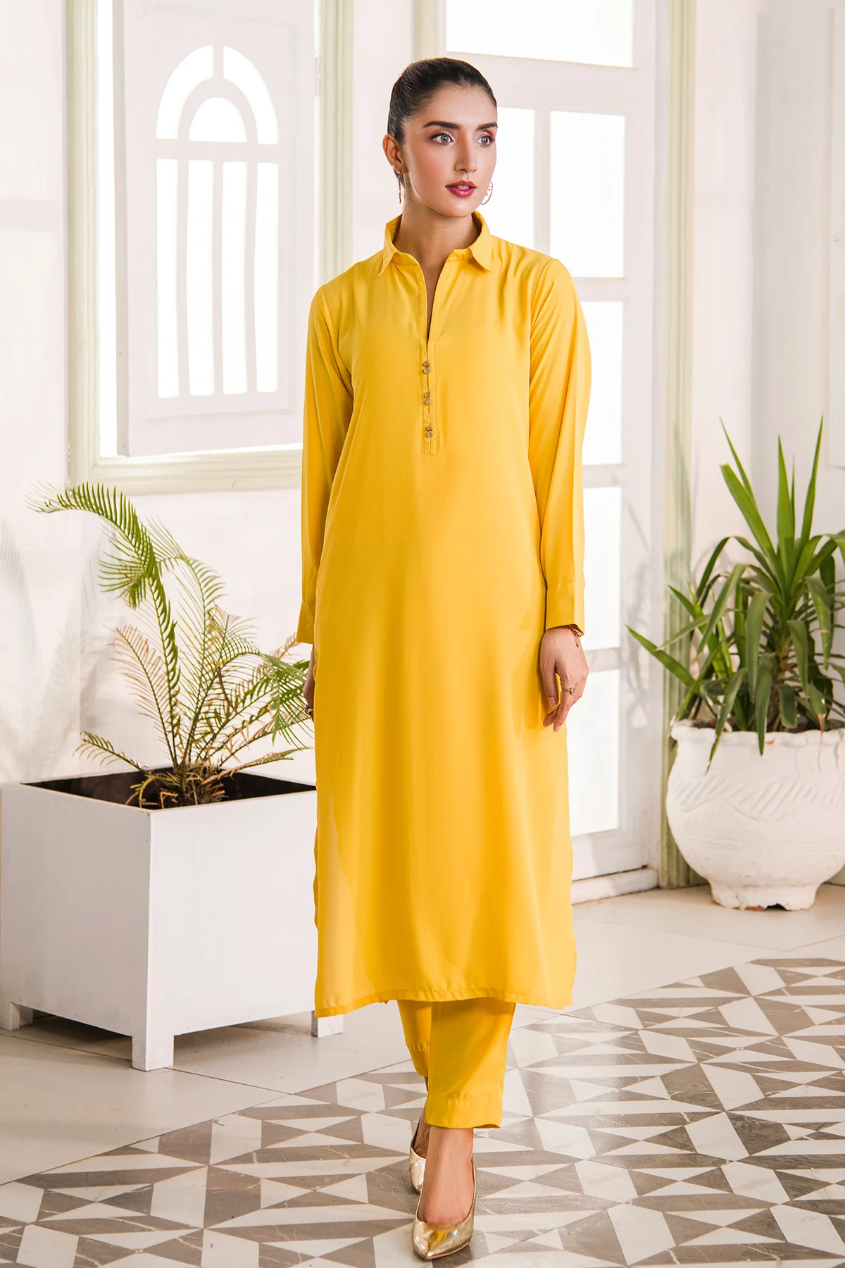 Yellow Mustard Collar Dress - Image 5
