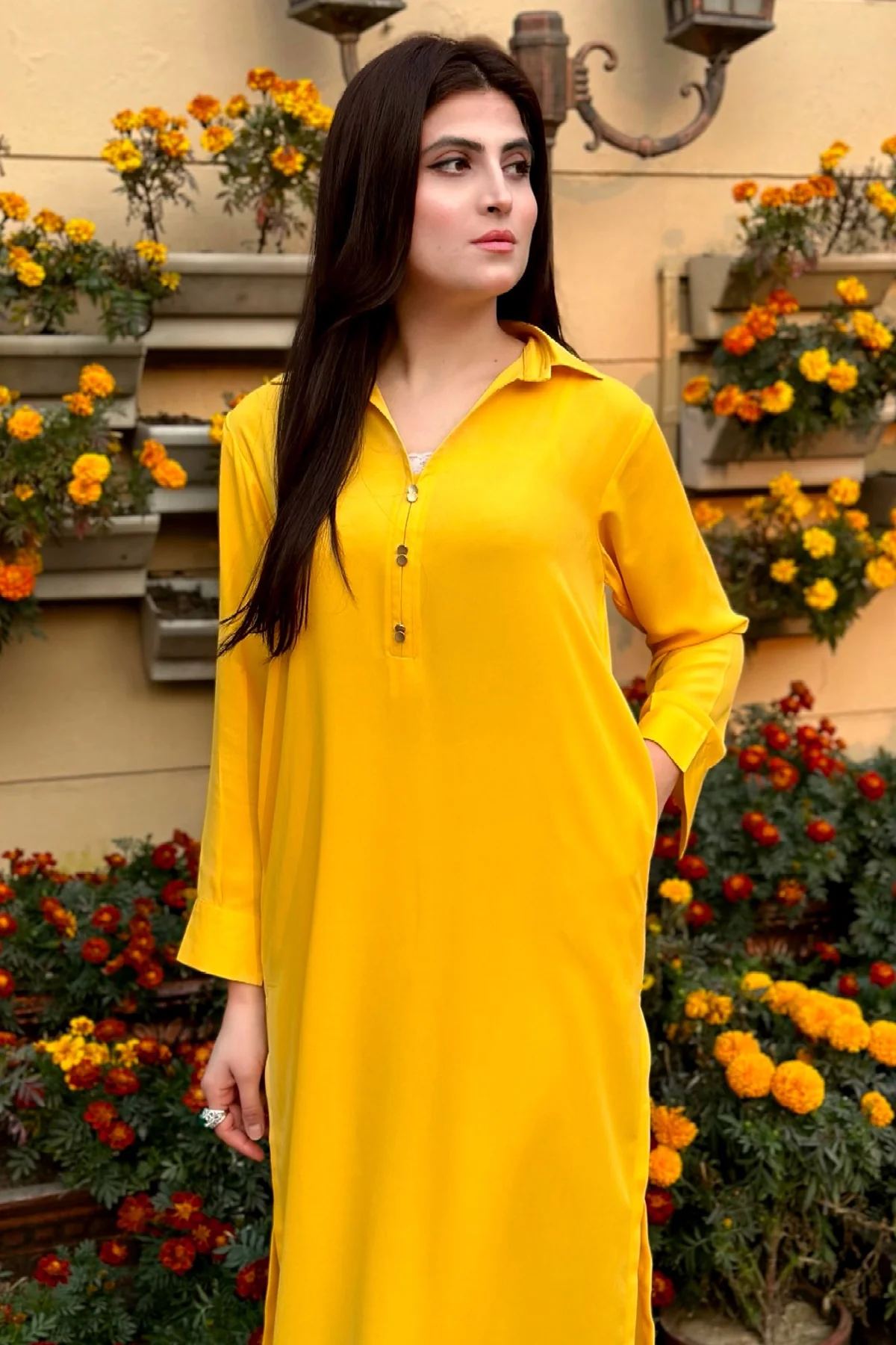 Yellow Mustard Collar Dress - Image 8